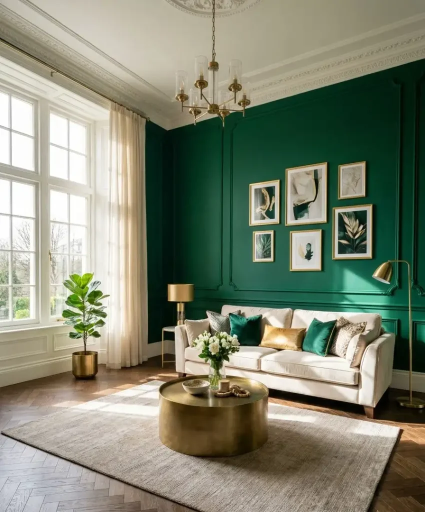 Emerald with gold accents