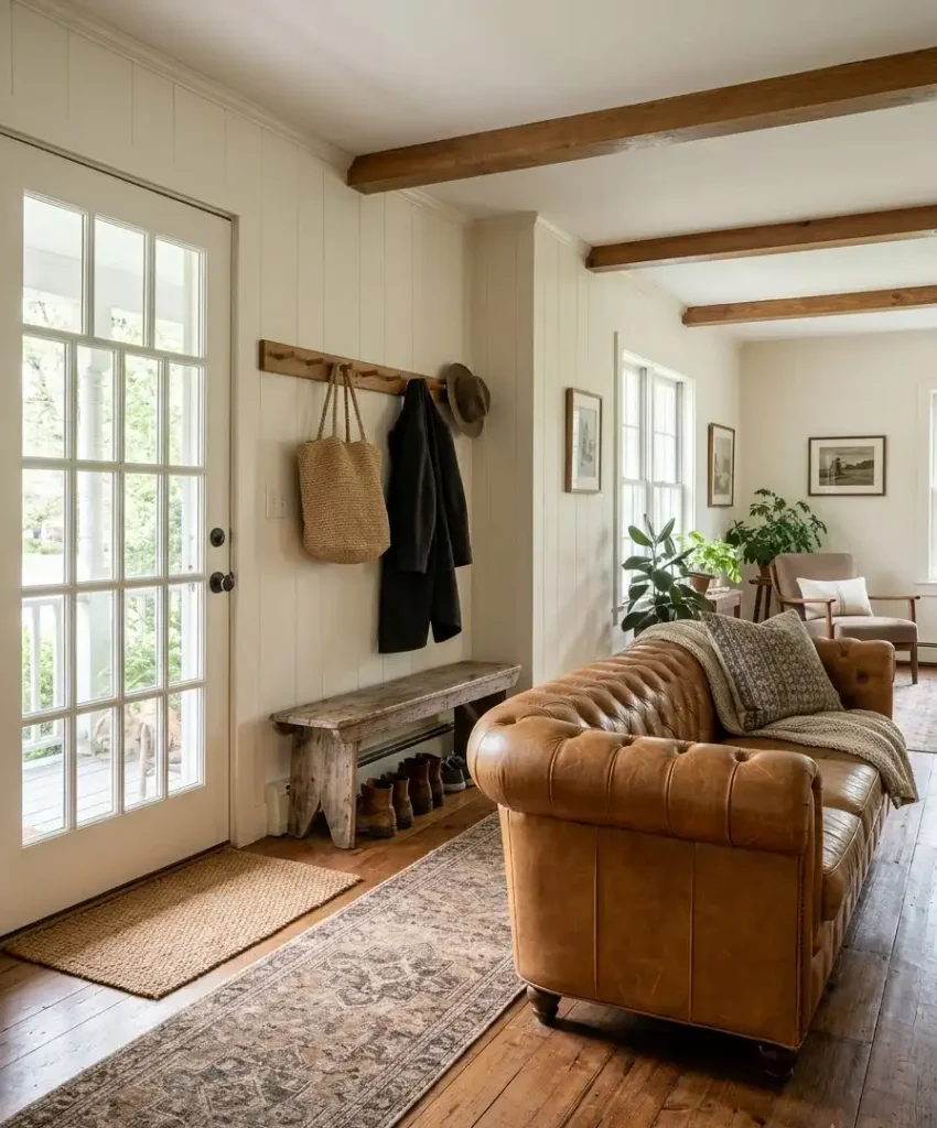 Entryway-adjacent sofa