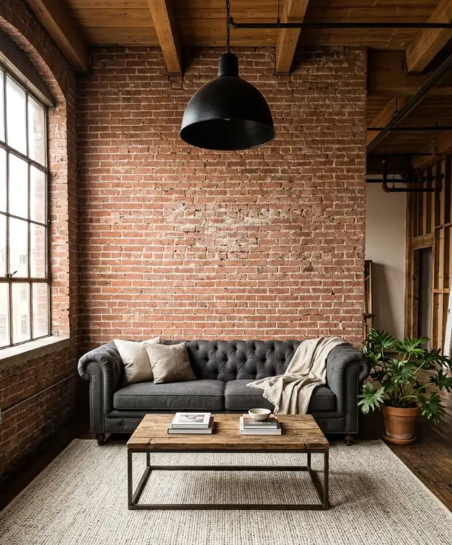 Exposed brick wall