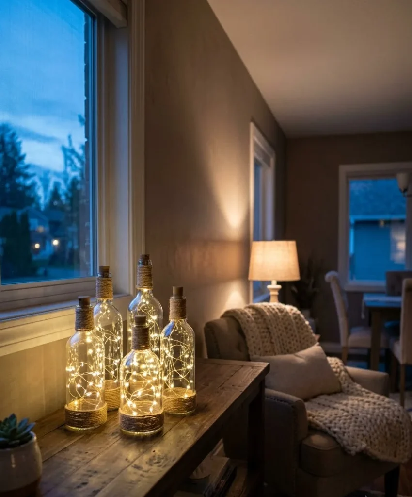 Fairy light bottle cluster
