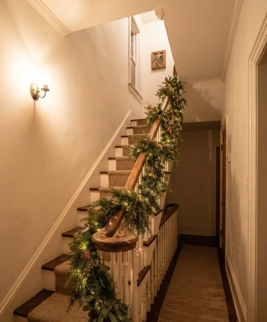 Faux garland with real sprigs poked in
