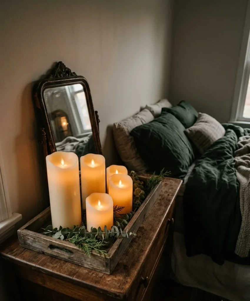 Flameless candles in a cluster