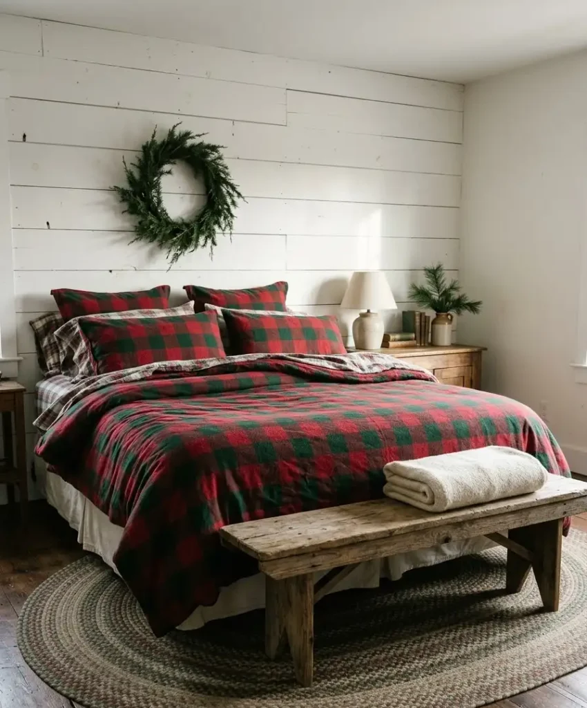 Flannel plaid bedding