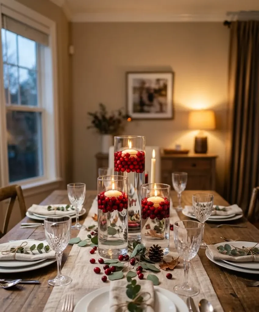 Floating cranberry vases