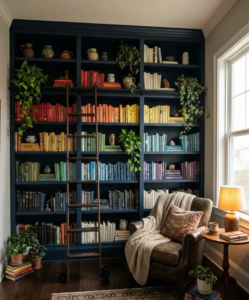 Floor-to-ceiling bookshelves