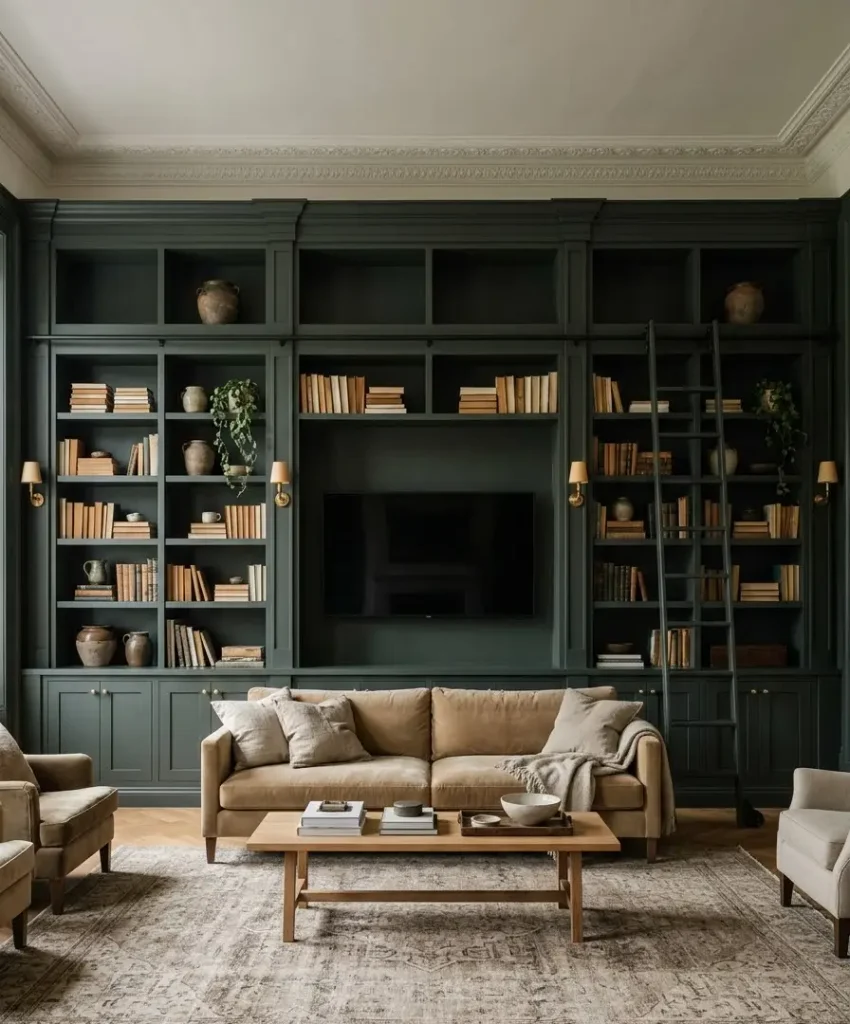 Floor-to-ceiling built-ins in one color