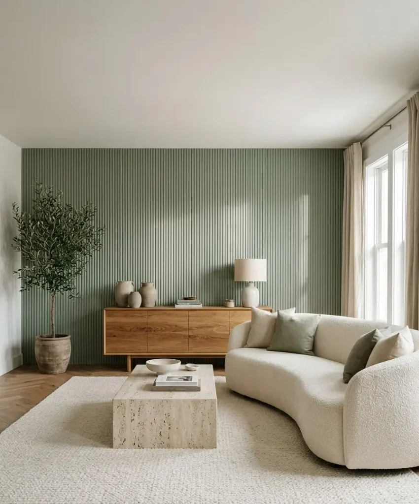 Fluted green panelling