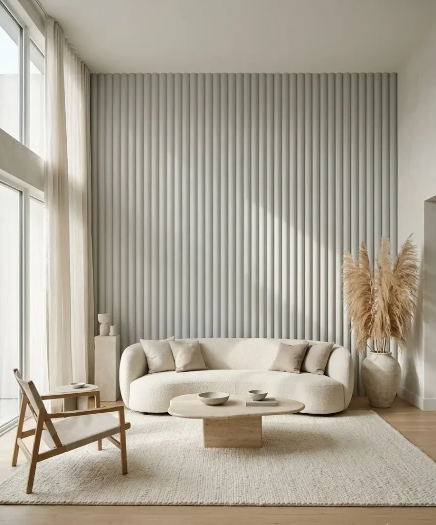 Fluted panels in soft grey