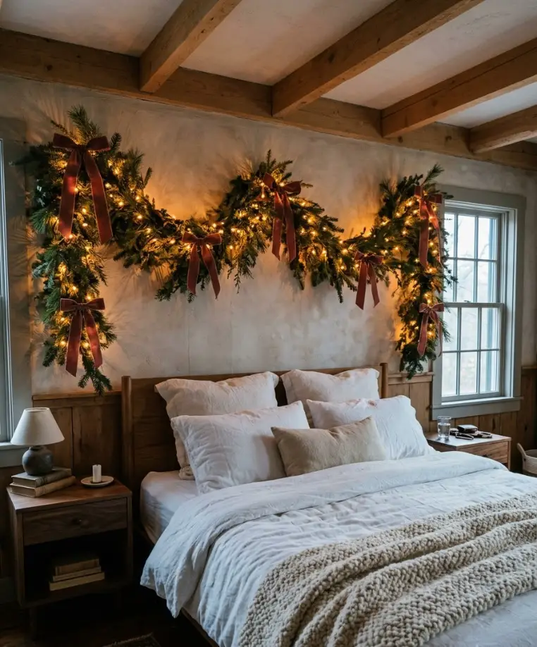Garland above the headboard