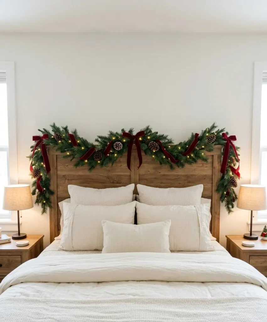 Garland across the headboard