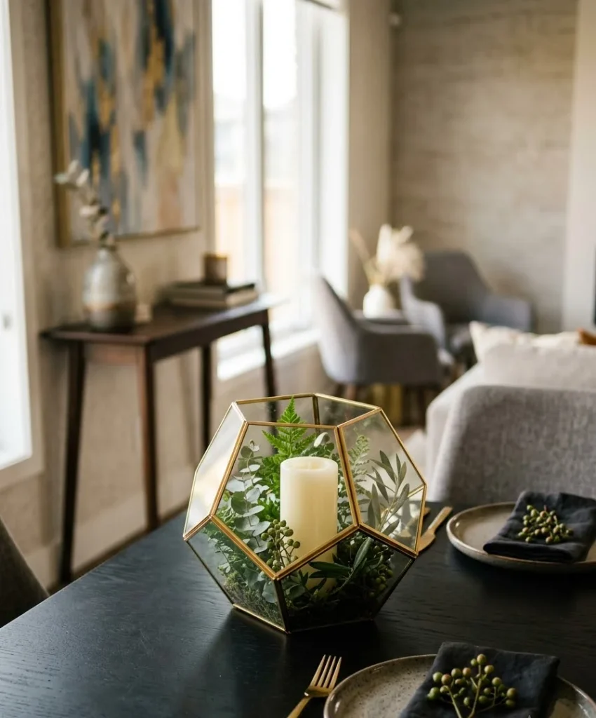 Geometric brass and greenery