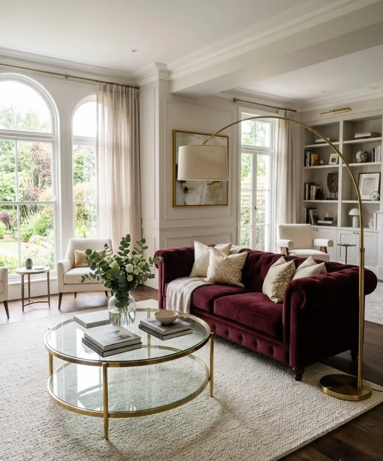 Glass and brass accents