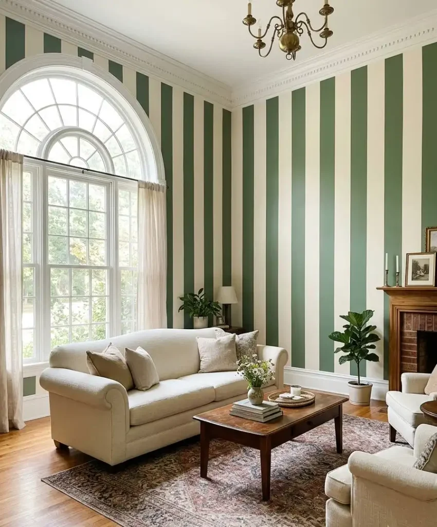 Green and cream stripes
