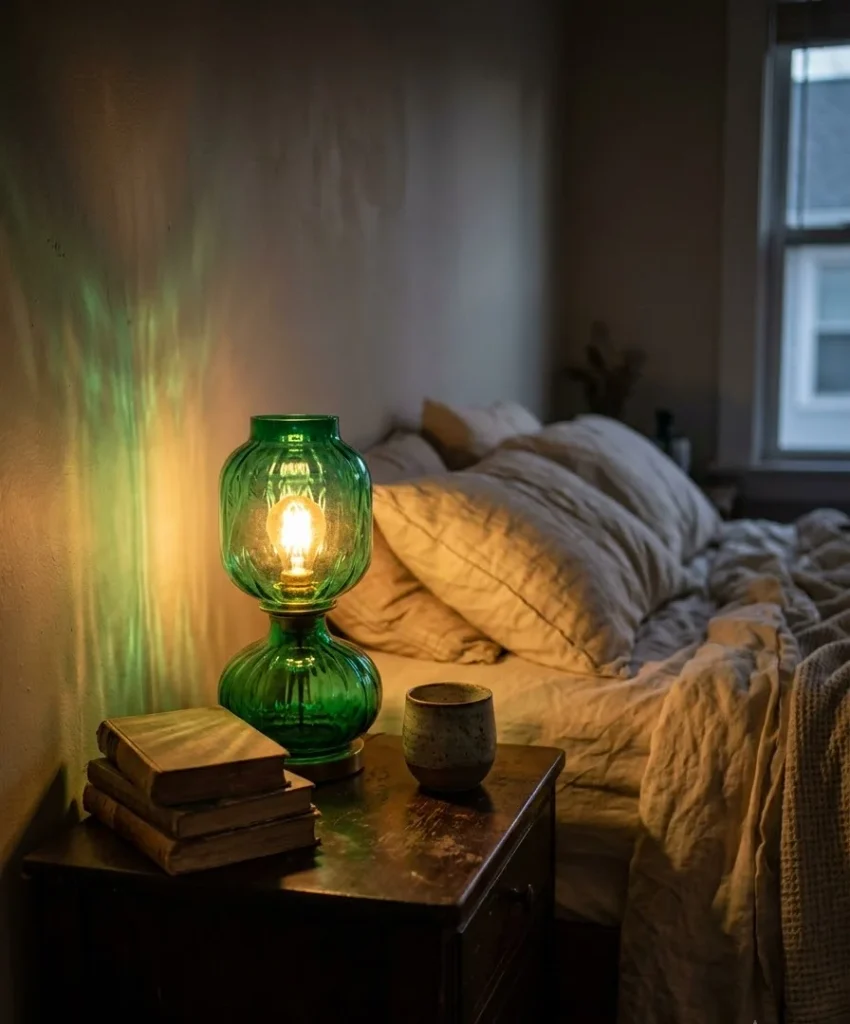 Green glass lamp