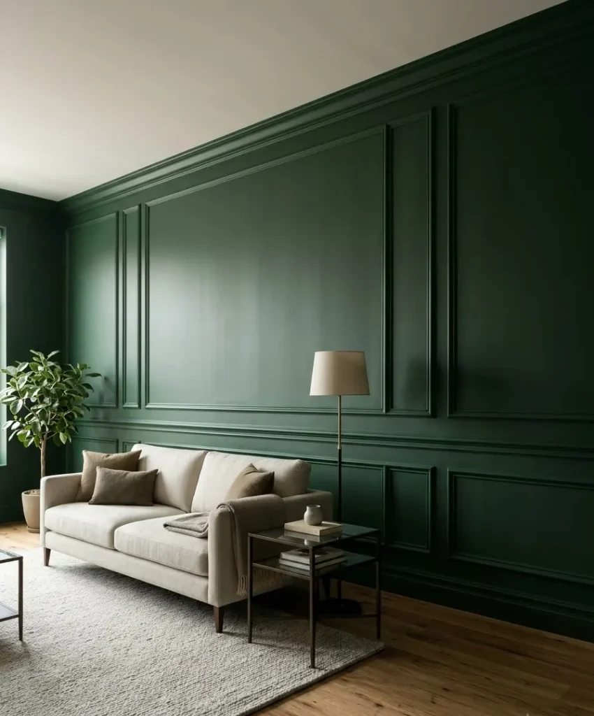 Green paneled wall