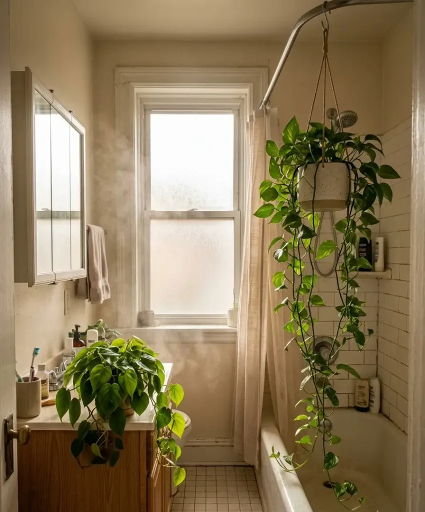 Hang a pothos or philodendron
