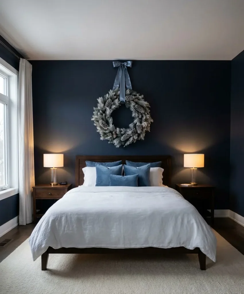 Hang a small wreath over the bed
