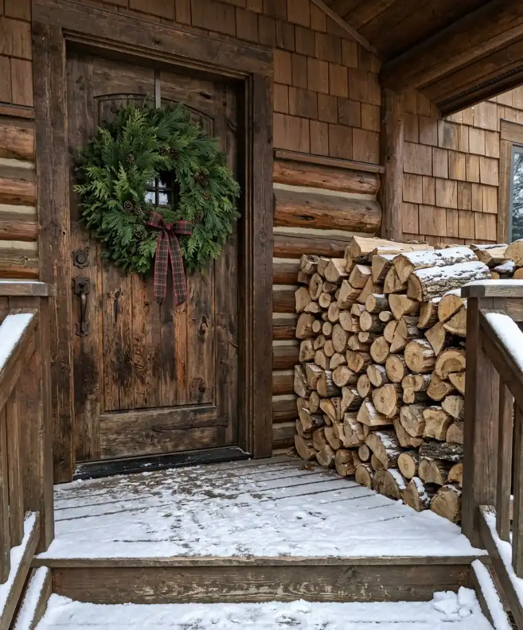 Hang a wreath of fresh evergreen