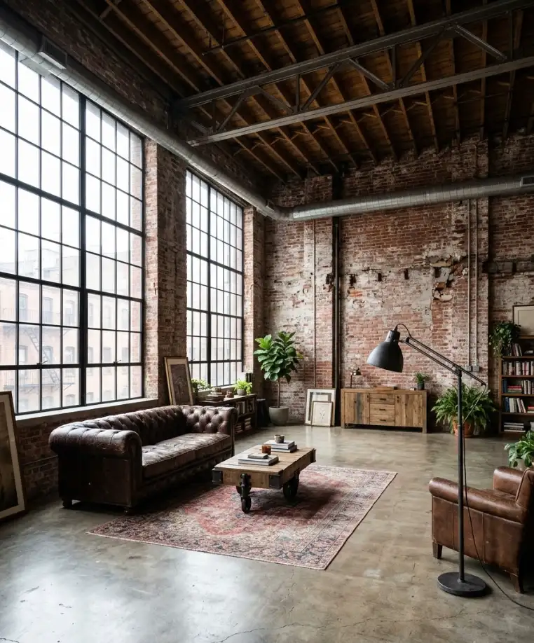 Industrial loft with exposed brick