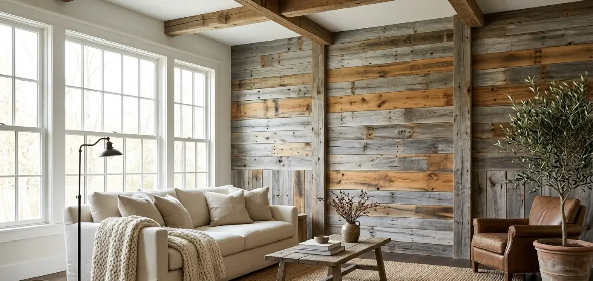 27 Inspiring Barnwood Accent Wall Living Room Ideas For A Cozy Space