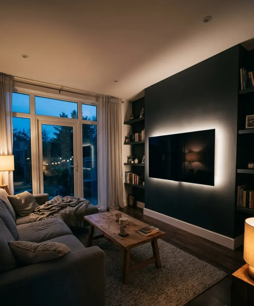 LED backlighting behind the TV
