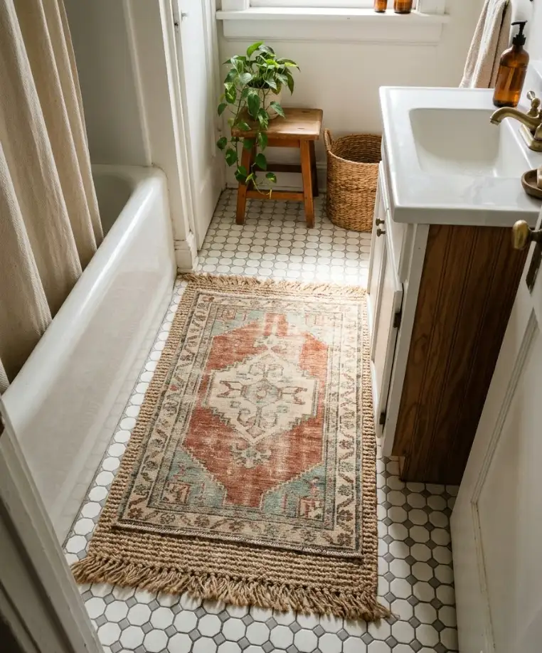 Layer a vintage-style rug