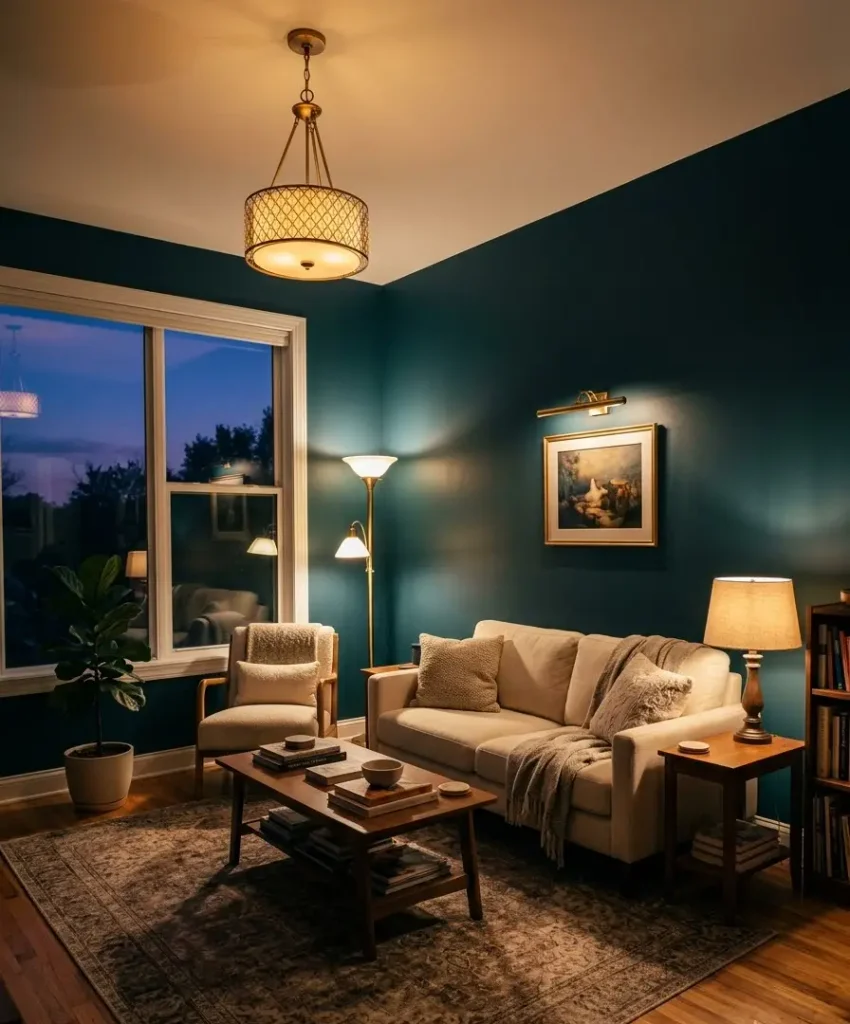 Lighting a dark teal