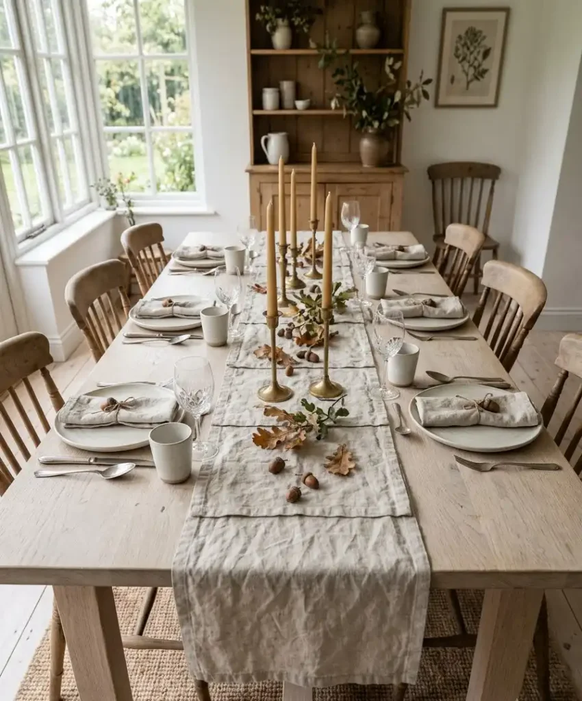 Linen napkins as a runner