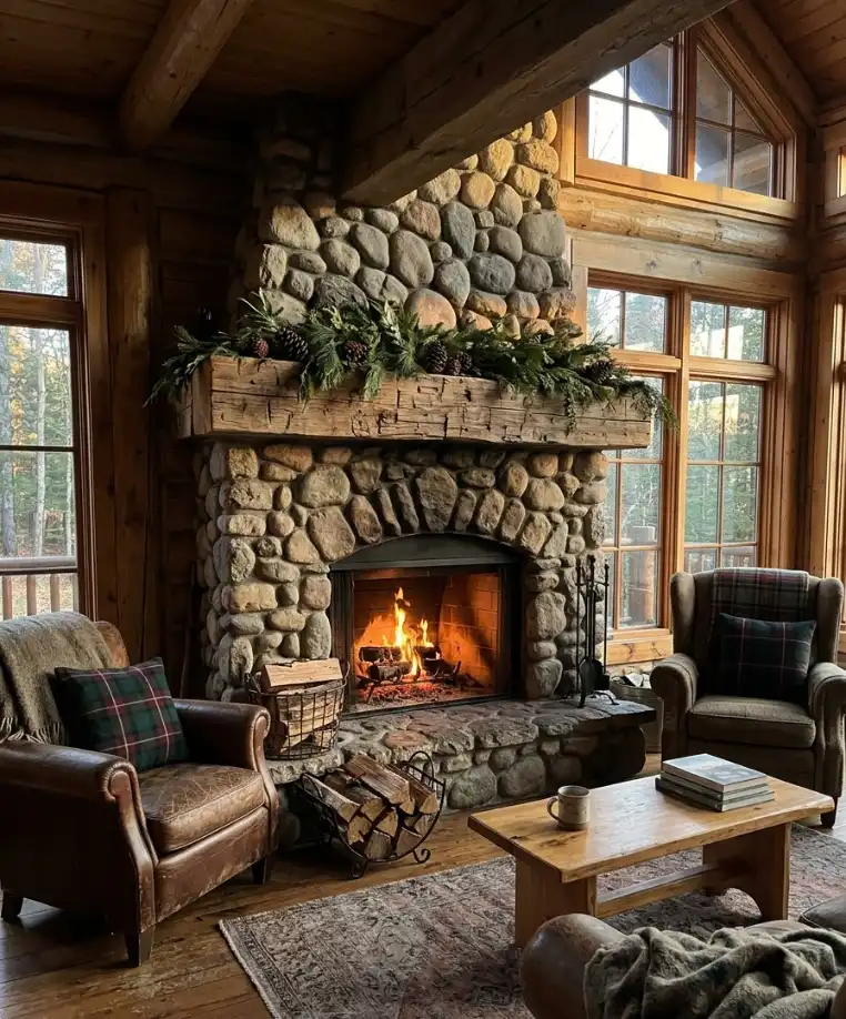 Mantel and fireplace