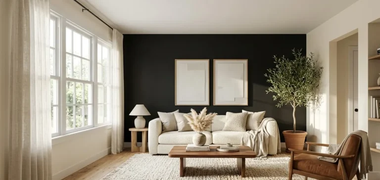 Matte Black Accent Wall Living