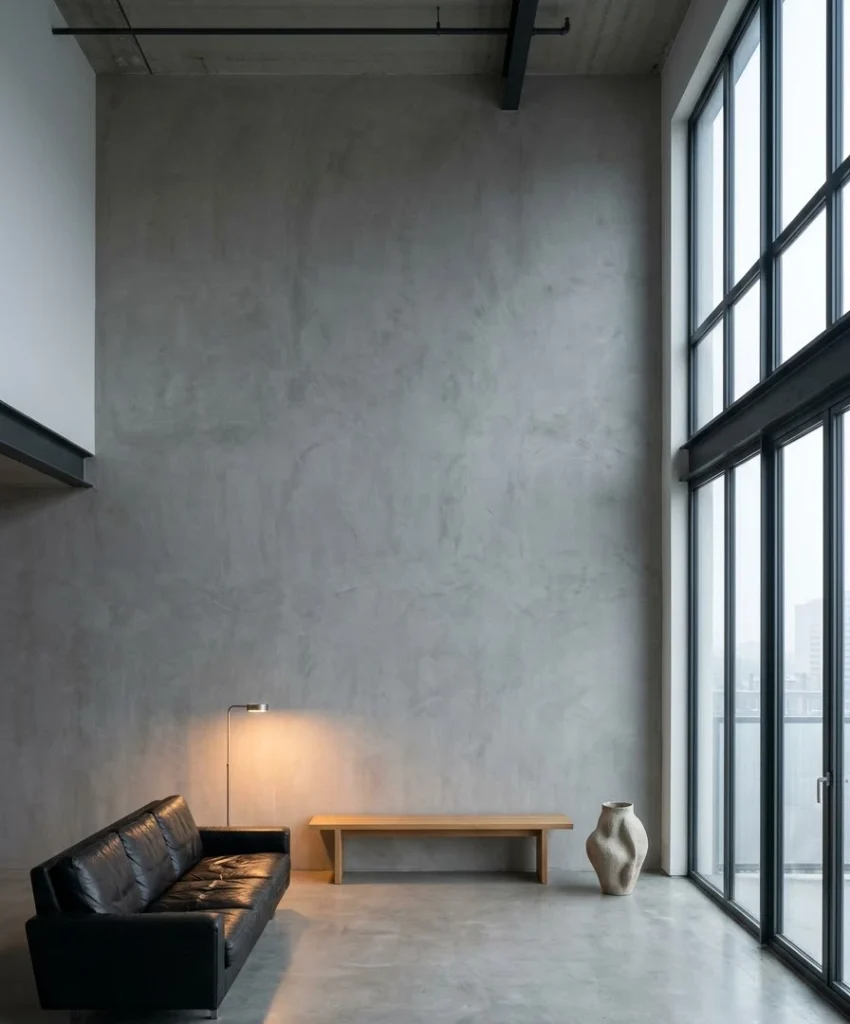Microcement or concrete-look plaster