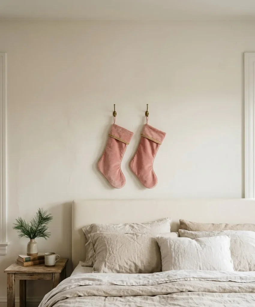 Monogram stockings hung from