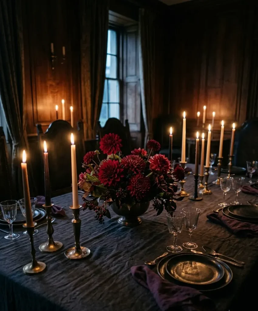 Moody candlelit table