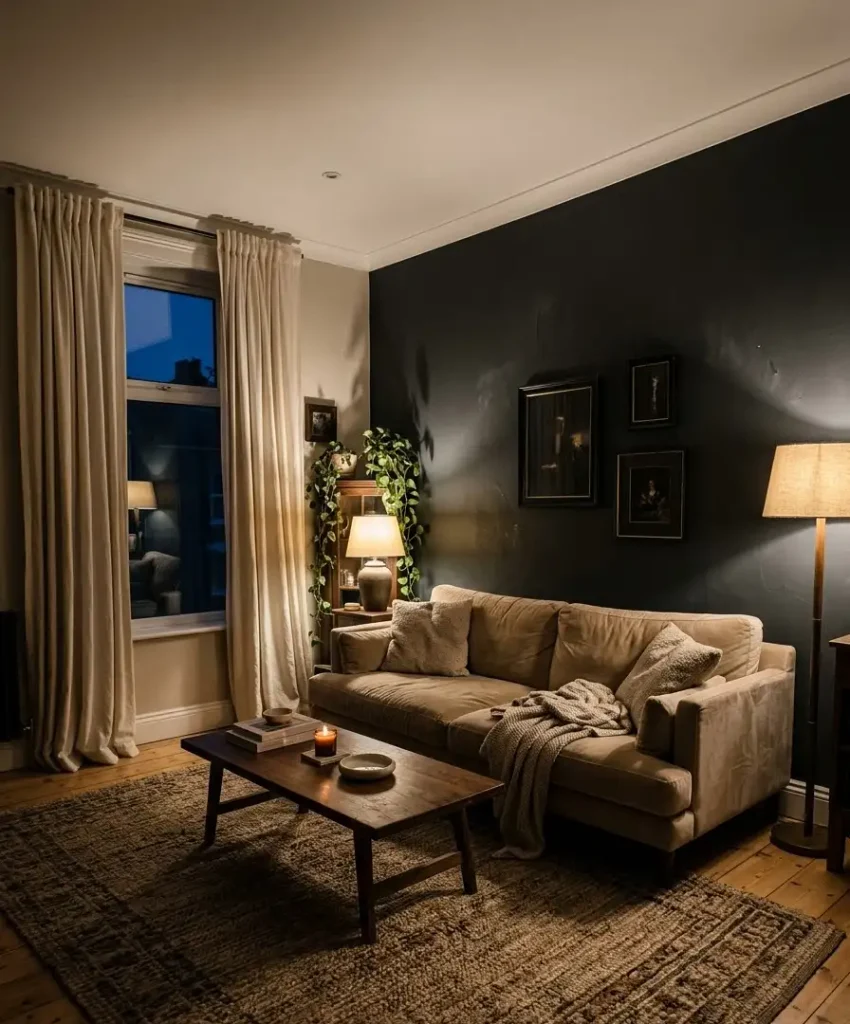 Moody charcoal wall