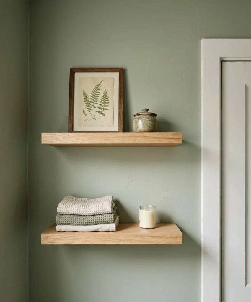 Mount floating shelves on empty walls