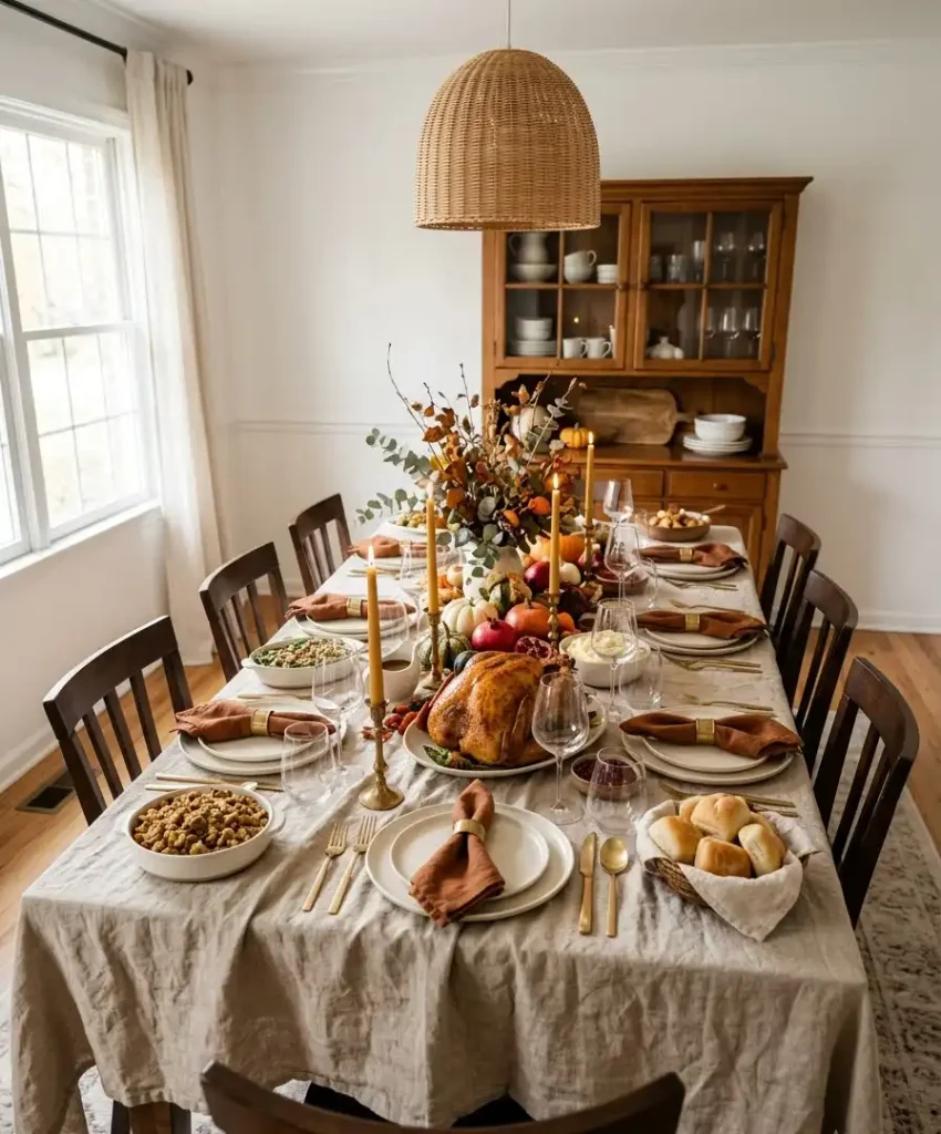 Neutral linen tablecloth