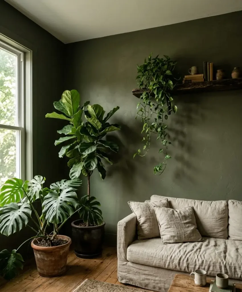 Olive-black green with plants