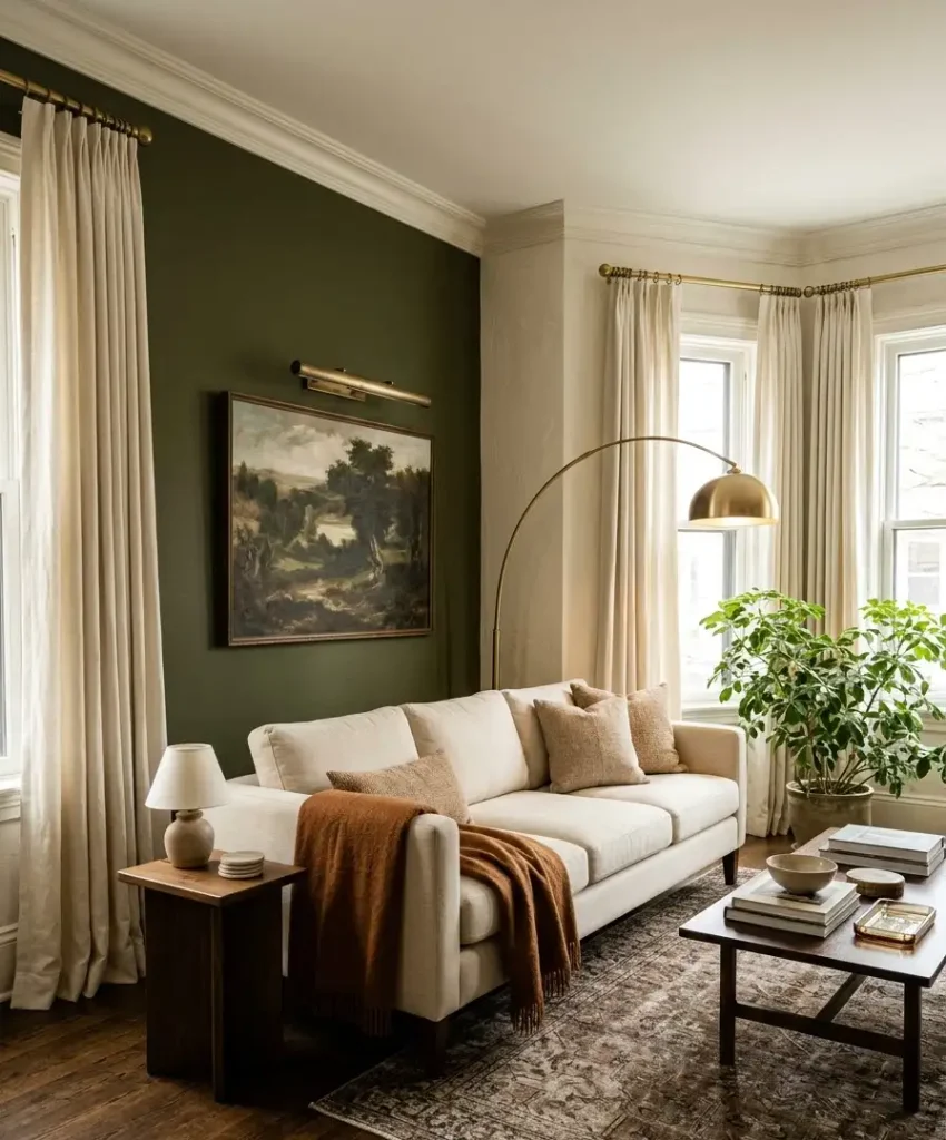 Olive green with brass details