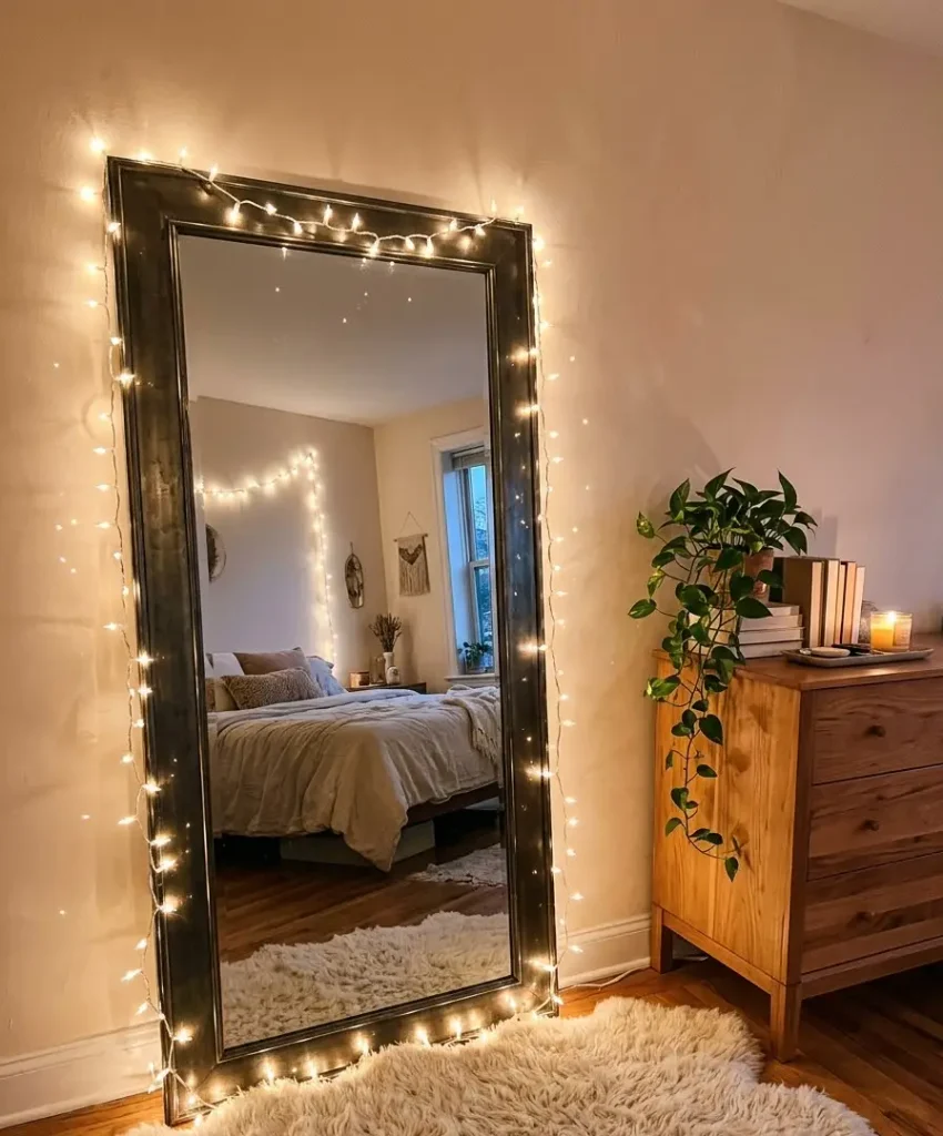 Outline the mirror with lights