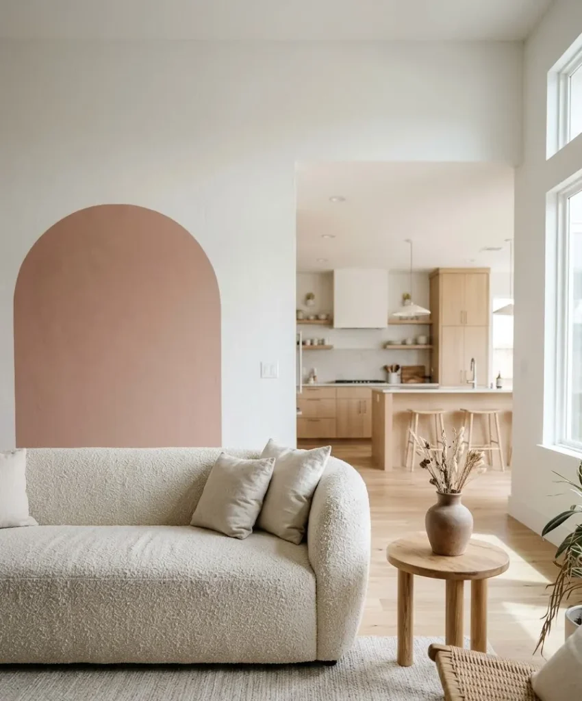 Painted arch behind the sofa