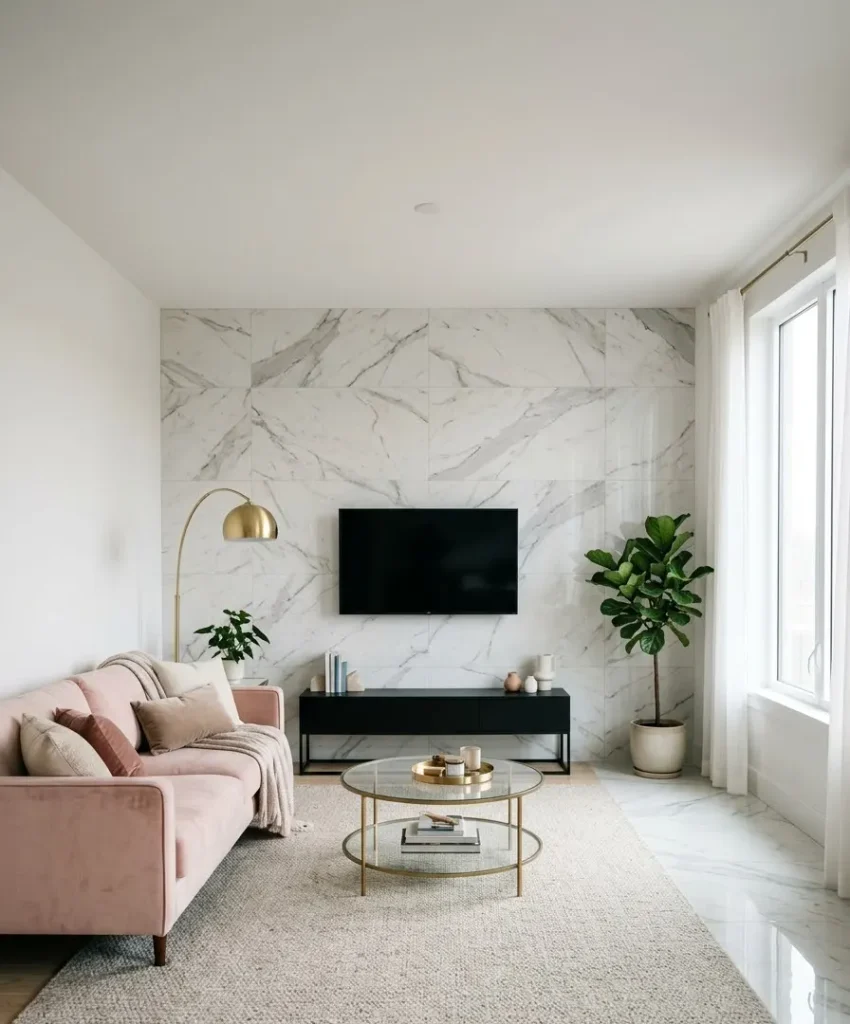 Peel and stick marble tile