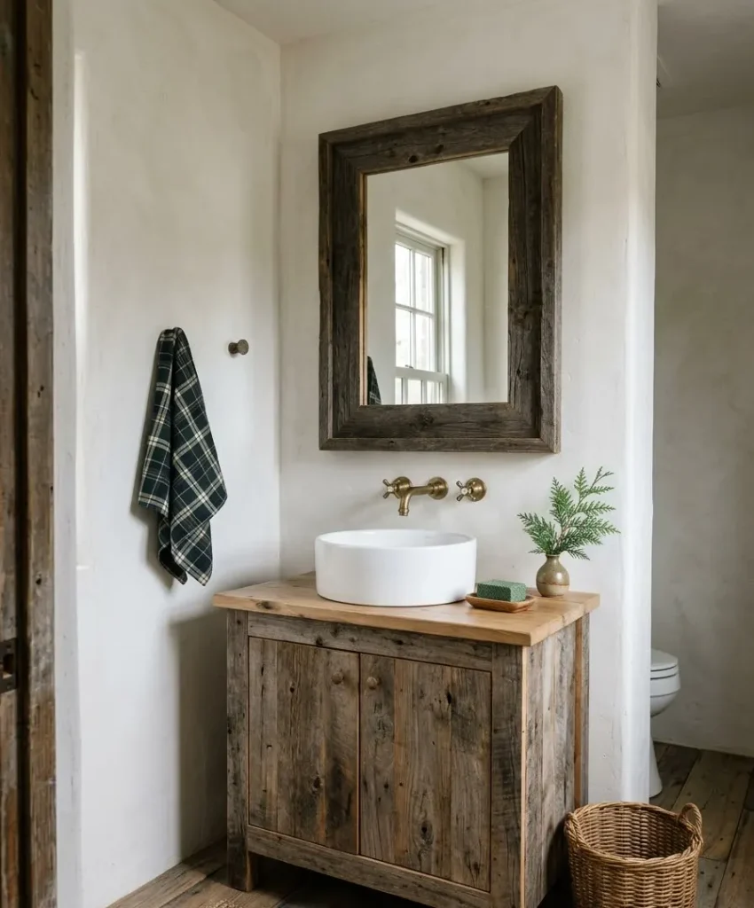 Pine-scented soap and a wooden dish