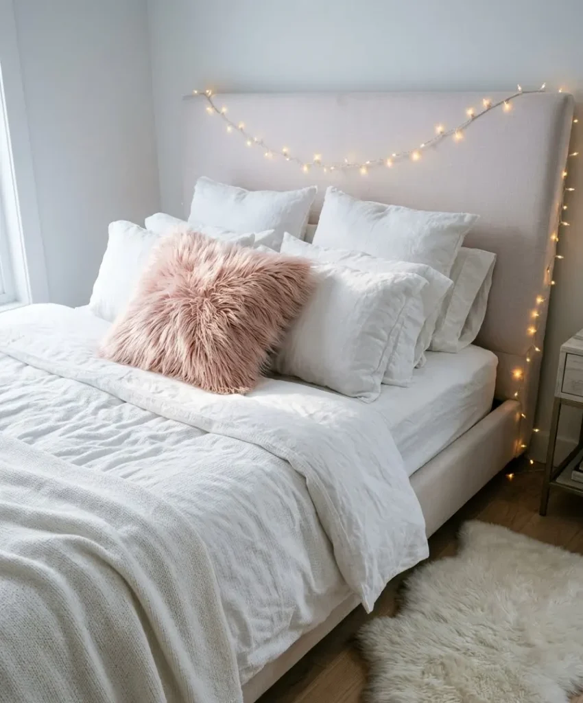 Pink faux fur pillow