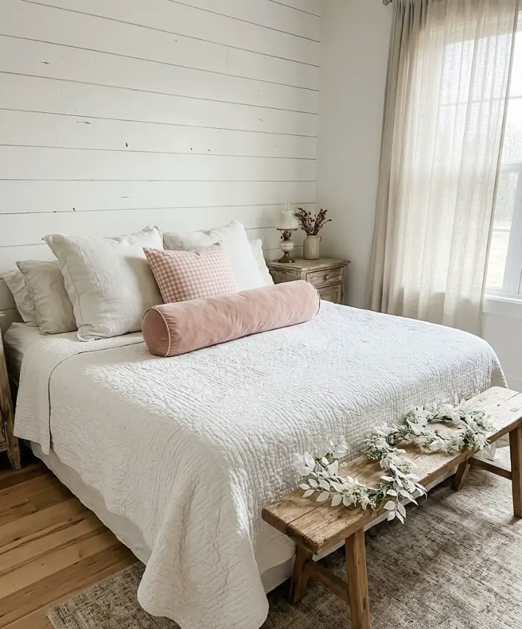 Pink gingham accent pillow