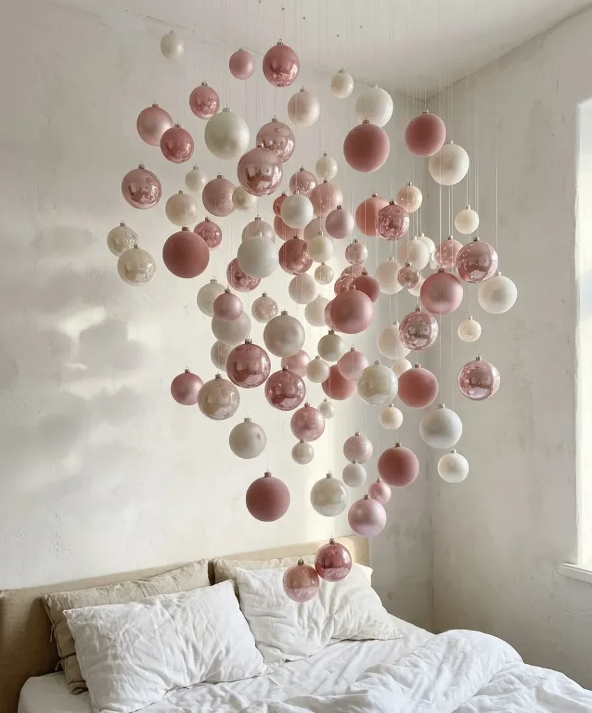 Pink ornament cluster on the wall