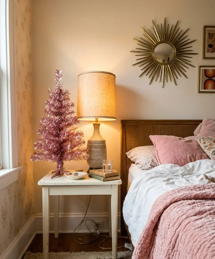 Pink tinsel tree