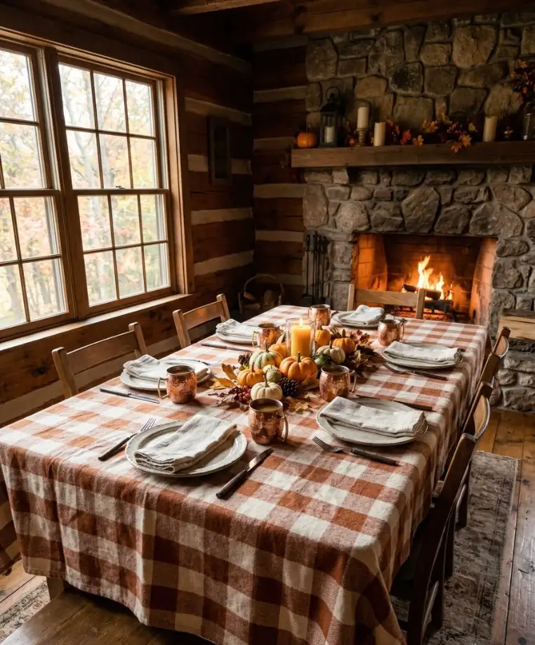Plaid flannel table covering