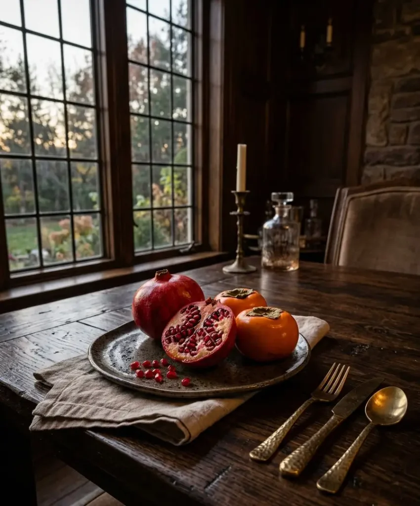 Pomegranate and persimmon plate