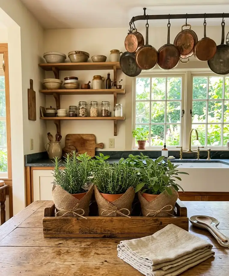 Potted herb centerpiece