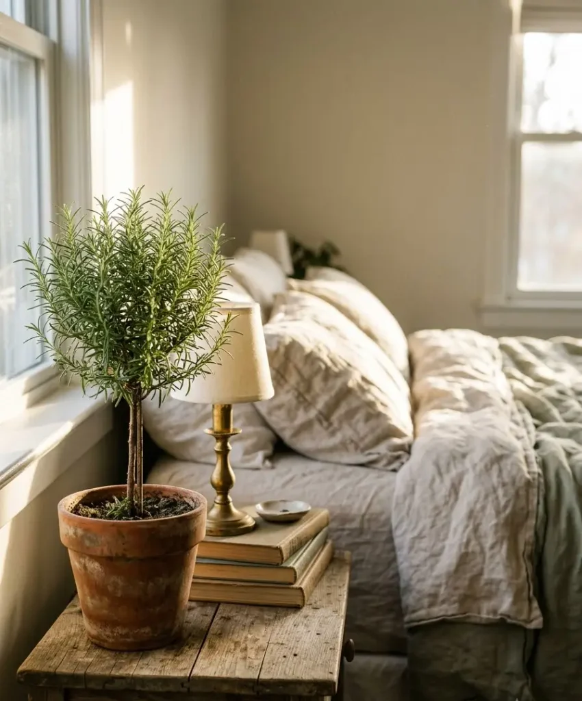Potted rosemary or mini cypress